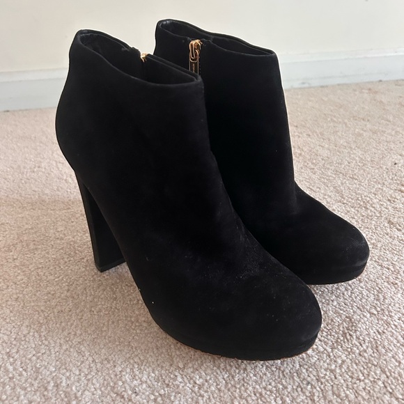 Michael Kors Women's Haven Boots Block Heel Hidden Platform Black Suede Sz 8.5 M - Picture 2 of 9